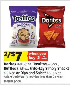 Meijer Doritos, Tostitos, Ruffles, Frito-Lay Simply Snacks, Dips and Salsa offer