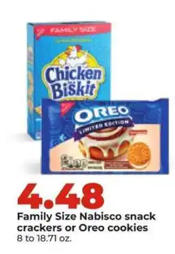 Hy-Vee Family Size Nabisco snack crackers or Oreo cookies offer