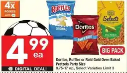 Albertsons Doritos, Ruffles or Rold Gold Oven Baked Pretzels Party Size offer