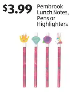 Aldi Pembrook Lunch Notes, Pens or Highlighters offer