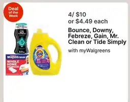 Walgreens Bounce, Downy, Febreze, Gain, Mr. Clean or Tide Simply offer