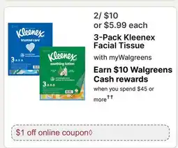 Walgreens 3-Pack Kleenex Facial Tissue offer