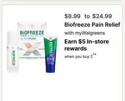 Walgreens Biofreeze Pain Relief offer