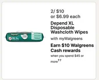 Walgreens Depend XL Disposable Washcloth Wipes offer