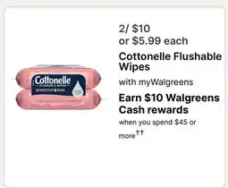 Walgreens Cottonelle Flushable Wipes offer