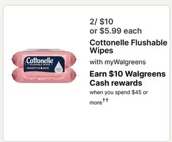 Walgreens Cottonelle Flushable Wipes offer