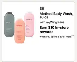 Walgreens Method Body Wash, 18 oz offer