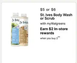 Walgreens St. Ives Body Wash or Scrub offer