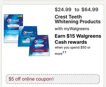 Walgreens Crest Teeth Whitening Products offer