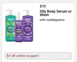 Walgreens OLLY Body Serum or Wash offer