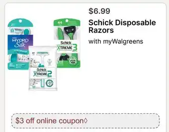 Walgreens Schick Disposable Razors offer
