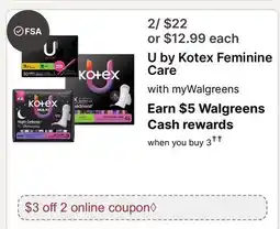 Walgreens U by Kotex Feminine Care offer