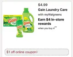 Walgreens Gain Laundry Care offer