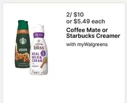 Walgreens Coffee Mate or Starbucks Creamer offer