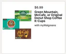 Walgreens Green Mountain, McCafe, or Original Donut Shop Coffee K-Cups offer