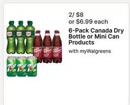 Walgreens 6-Pack Canada Dry Bottle or Mini Can Products offer