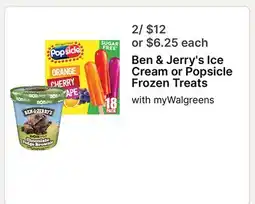 Walgreens Ben & Jerry's Ice Cream or Popsicle Frozen Treats offer