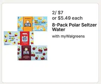 Walgreens 8-Pack Polar Seltzer Water offer