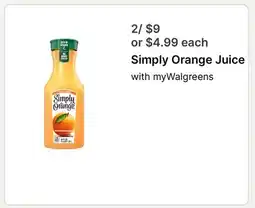 Walgreens Simply Orange Juice offer