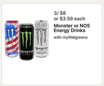 Walgreens Monster or NOS Energy Drinks offer