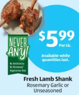 Aldi Fresh Lamb Shank offer