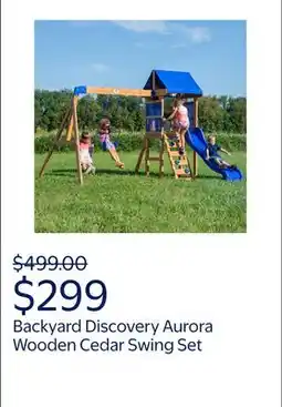 Walmart Backyard Discovery Aurora Wooden Cedar Swing Set offer