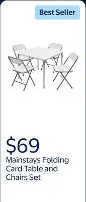Walmart Mainstays 5-Piece 34 Square Centerfold Folding Card Table and 4 Folding Chairs Set, White offer