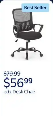Walmart edx Desk Chair with Ergonomic Lumbar Support for Home, Office, Bedroom, 250lbs, Black offer