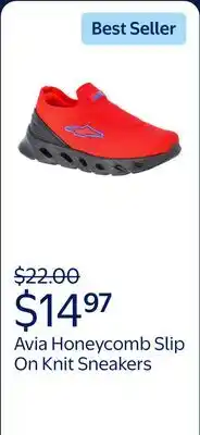 Walmart Avia Honeycomb Toddler, Little, and Big Kid Slip On Knit Sneakers offer