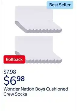 Walmart Wonder Nation Boys Cushioned Crew Socks offer