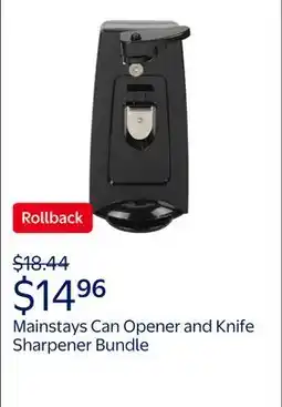 Walmart Mainstays Can Opener and Knife Sharpener, Bottle Opener with Removable Cutting Lever Black offer