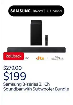 Walmart Samsung B-series 3.1 Ch DTS Virtual:X Soundbar with Subwoofer HW-B62WF/ZA 2025 offer