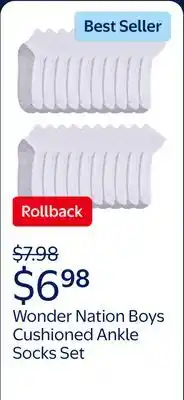 Walmart Wonder Nation Boys Cushioned Ankle Socks offer