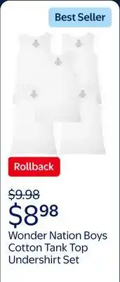 Walmart Wonder Nation Boys Cotton Tank Top Undershirt, 5-Pack offer