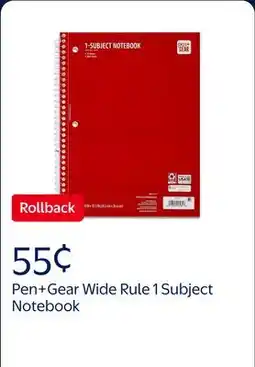 Walmart Pen+Gear Wide Rule 1 Subject Notebook, 8 x 10.5, Red offer