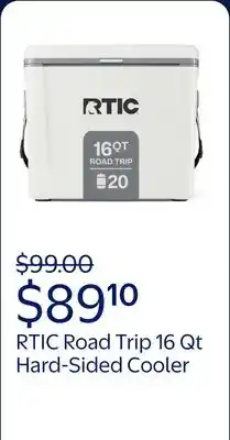 Walmart RTIC Road Trip 16 Qt Hard-Sided Cooler, Fits 12 Cans, White & Grey offer