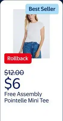 Walmart Free Assembly Women's and Women's Plus Pointelle Mini Tee with Short Sleeves offer