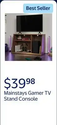 Walmart Mainstays Gamer TV Stand Console for TV's up to 32, Warm Walnut Finish offer