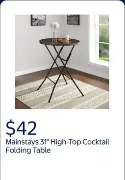 Walmart Mainstays 31 Round High-Top Cocktail Folding Table, Walnut offer
