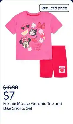 Walmart Minnie Mouse Toddler Girls Graphic Tee and Bike Shorts Set offer