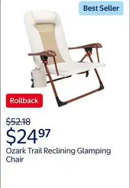 Walmart Ozark Trail Low Profile Reclining Glamping Chair, Vanilla Dream offer