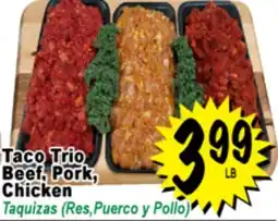 Superior Grocers Taco Trio Beef, Pork, Chicken offer