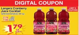 Superior Grocers Langers Cranberry Juice Cocktail offer