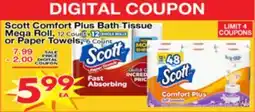 Superior Grocers Scott Comfort Plus Bath Tissue Mega Roll, or Paper Towels offer