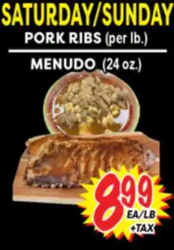 Superior Grocers PORK RIBS (per lb.), MENUDO (24 oz.) offer
