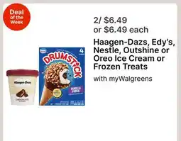 Walgreens Haagen-Dazs, Edy's, Nestle, Outshine or Oreo Ice Cream or Frozen Treats offer