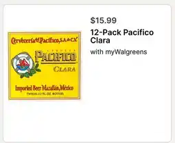 Walgreens 12-Pack Pacifico Clara offer