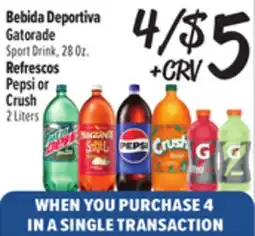 El Super Fresh Bebida Deportiva Gatorade o Refrescos Pepsi or Crush offer