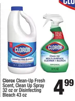 Super King Markets Clorox Clean-Up Fresh Scent, Clean Up Spray 32 oz or Disinfecting Bleach 43 oz offer