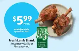 Aldi NEVER ANY! Fresh Lamb Shank offer